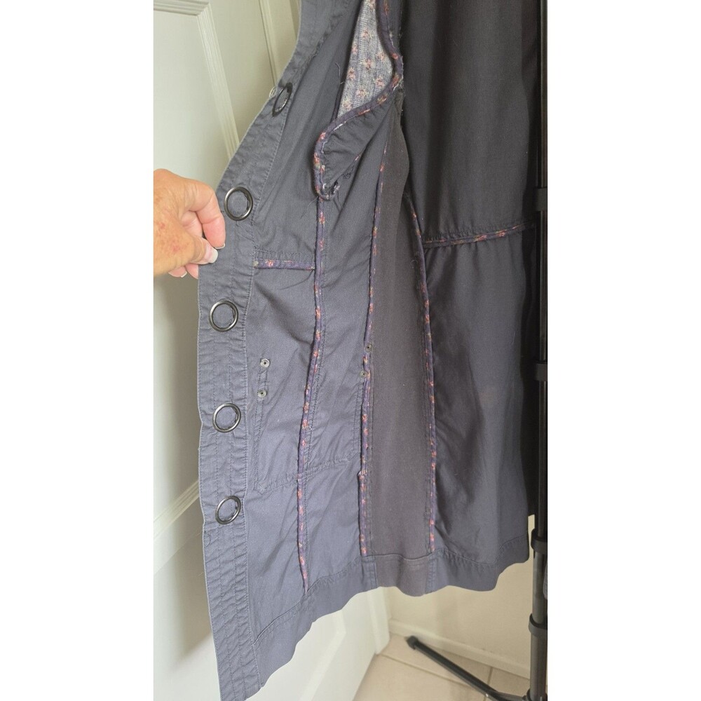Free People Utility Trench Coat Jacket Women’s Sz 8 Gray Mixed Media Boho Cargo - Picture 8 of 12